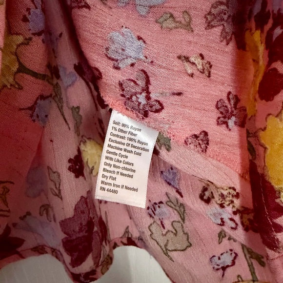 Wonderly Pink Floral Blouse with Yellow and Red Accents - Picture 4 of 4